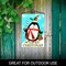 G128 Combo Pack Garden Flag Hanger 14IN & Garden Flag Merry Christmas Penguin with Candy Cane 12x18IN Printed 150D Polyester